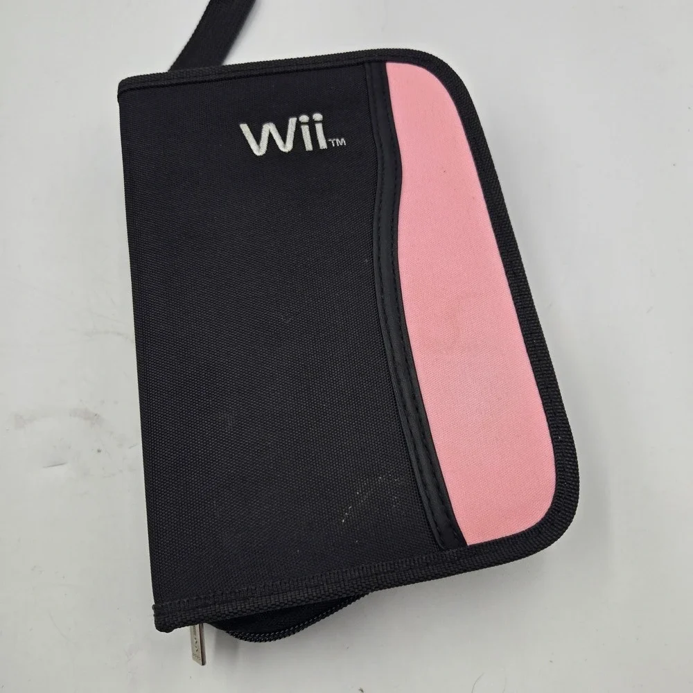 Nintendo Wii Game Remote Storage Pink Black‎ Zippered Travel Carry Carrying Case